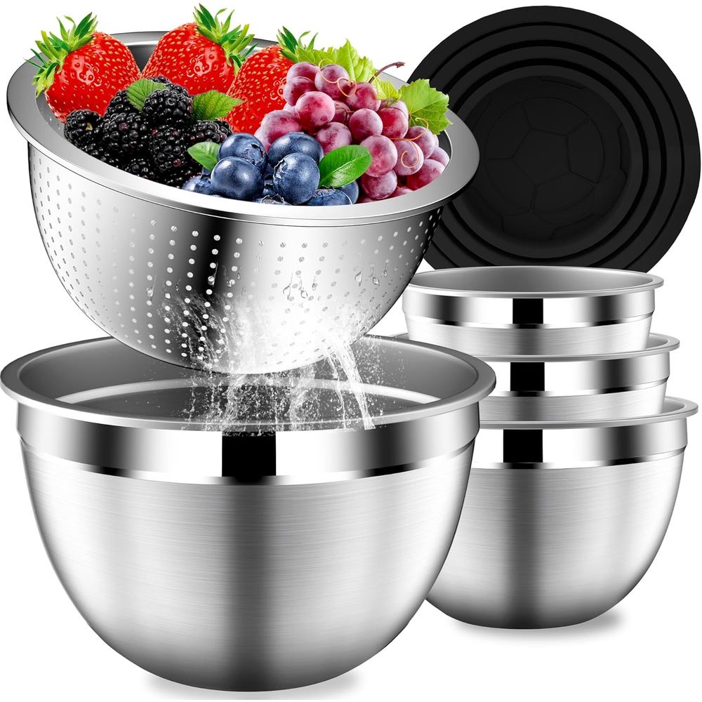 Mixing Bowls with Lids Set, St - Stainless Steel Strainer recension och pris
